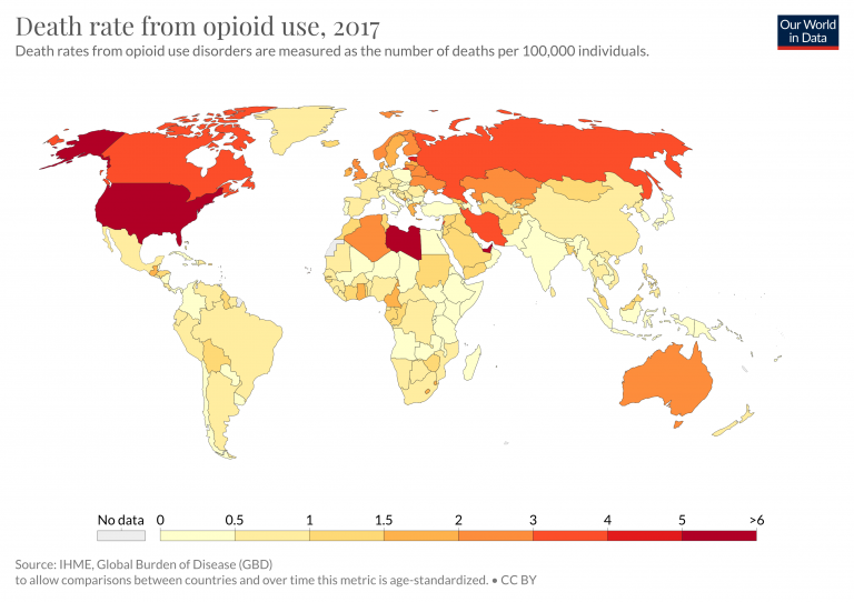 Death rate from opioid use
